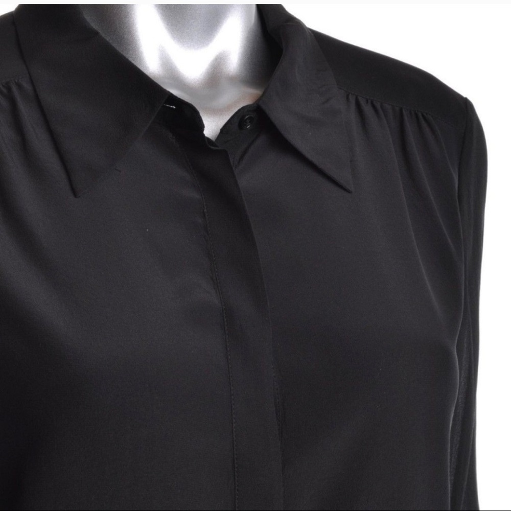 JOIE Oversized Silk Black Button Down Top